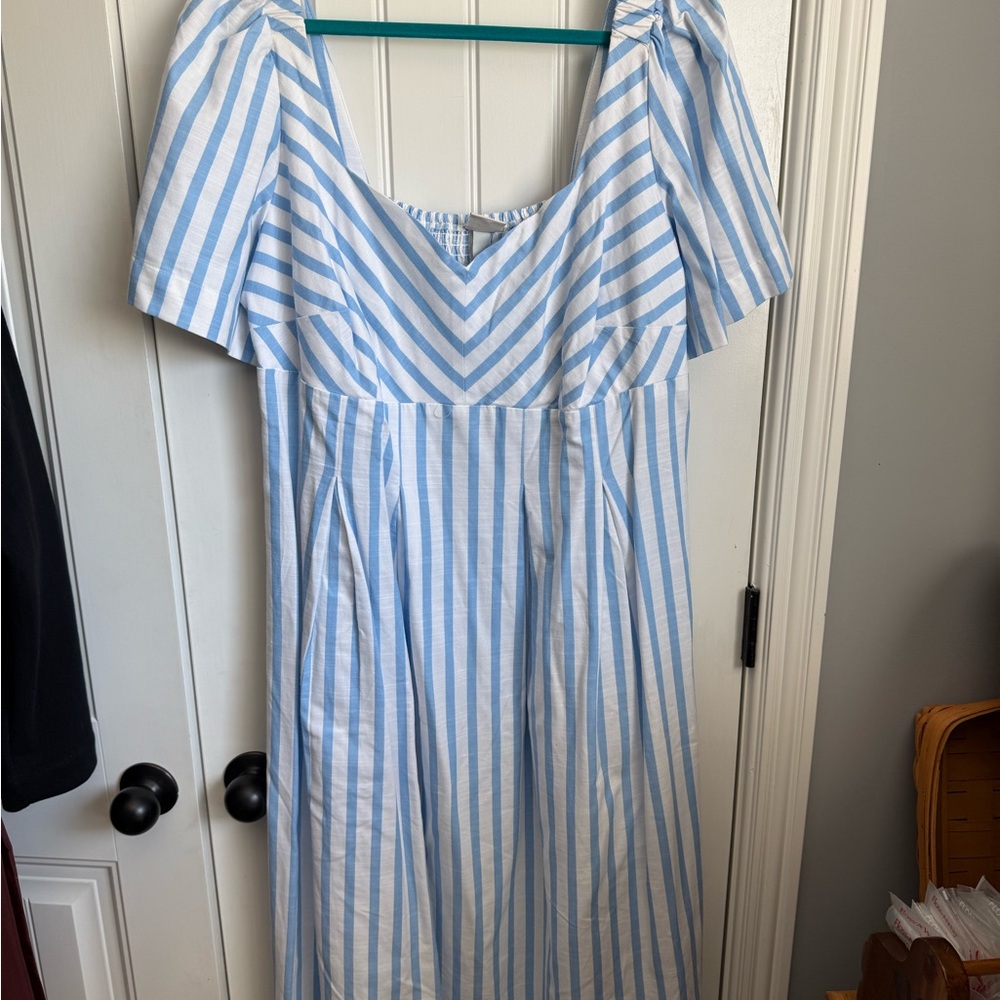 A New Day Light Blue and White Striped Sundress